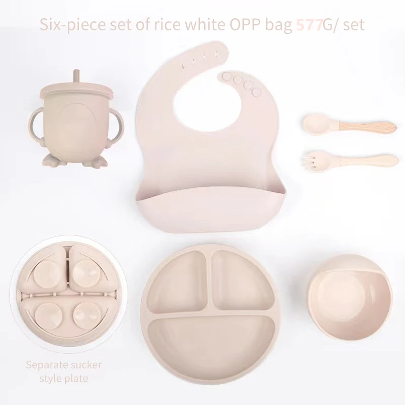 6 PCS Set de repas pour bébé Set de Silicone Set de formation de repas pour enfants Couverts