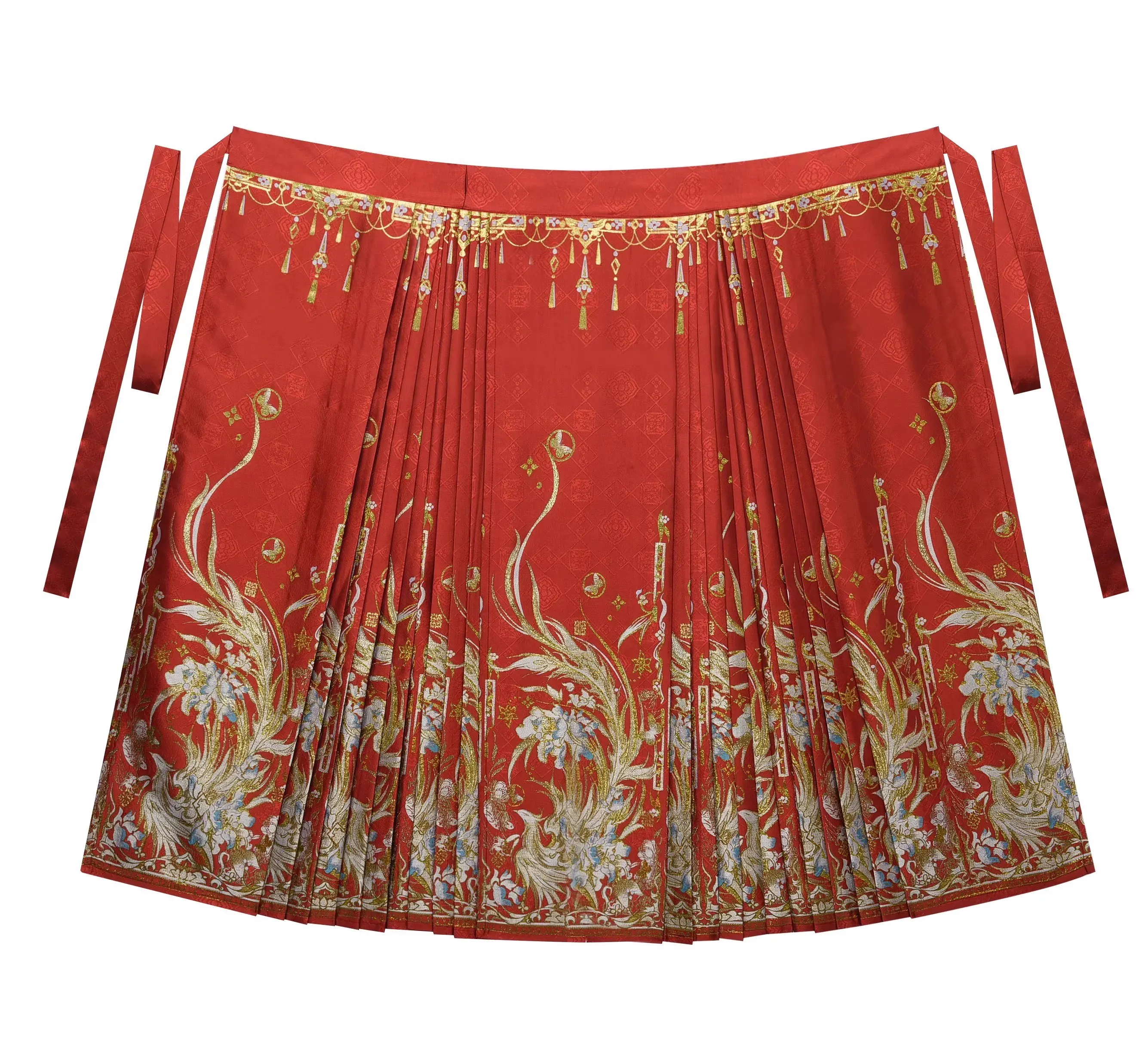 Ming Dynasty Hanfu Horse Face Skirt Women Spring Pleats Skirt  Chinese Style Embroidery Weaving Gold Black Red Hanfu Skirt Shirt