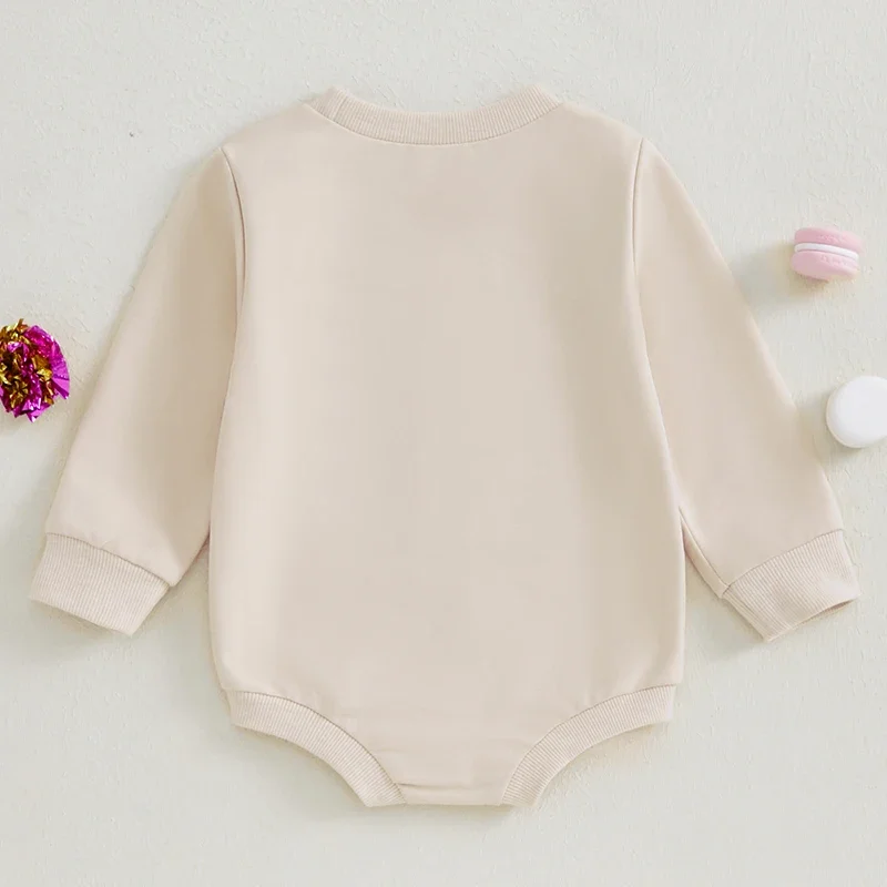 Baby Sweatshirt Romper New Year Letter Long Sleeve Round Neck Adorable Winter Jumpsuits