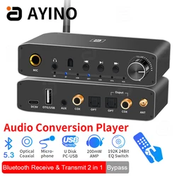 AYINO 192K DAC Bluetooth 5.3 Receiver Transmitter Coaxial Optical Bypass Digital to Analog Audio Converter PC-USB Headphone Amp