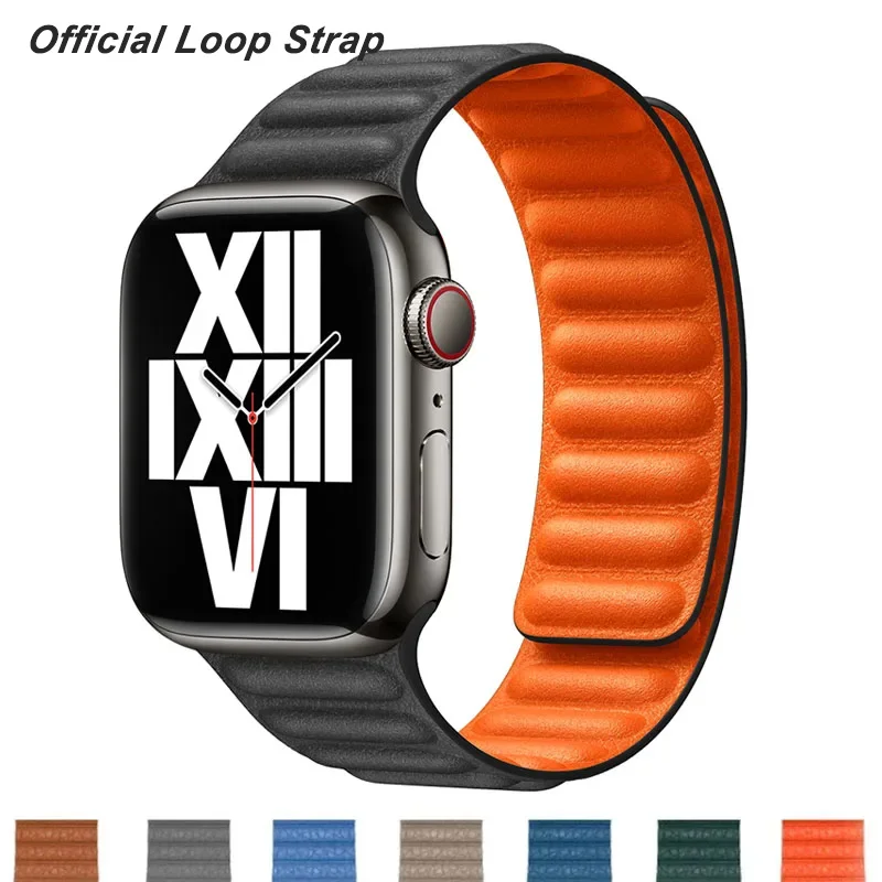 Leather Strap for Apple Watch Band 45mm 41mm 44mm 40mm Original Magnetic Loop Link Bracelet IWatch Ultar2 49mm 9 8 7 6 SE 3 42mm