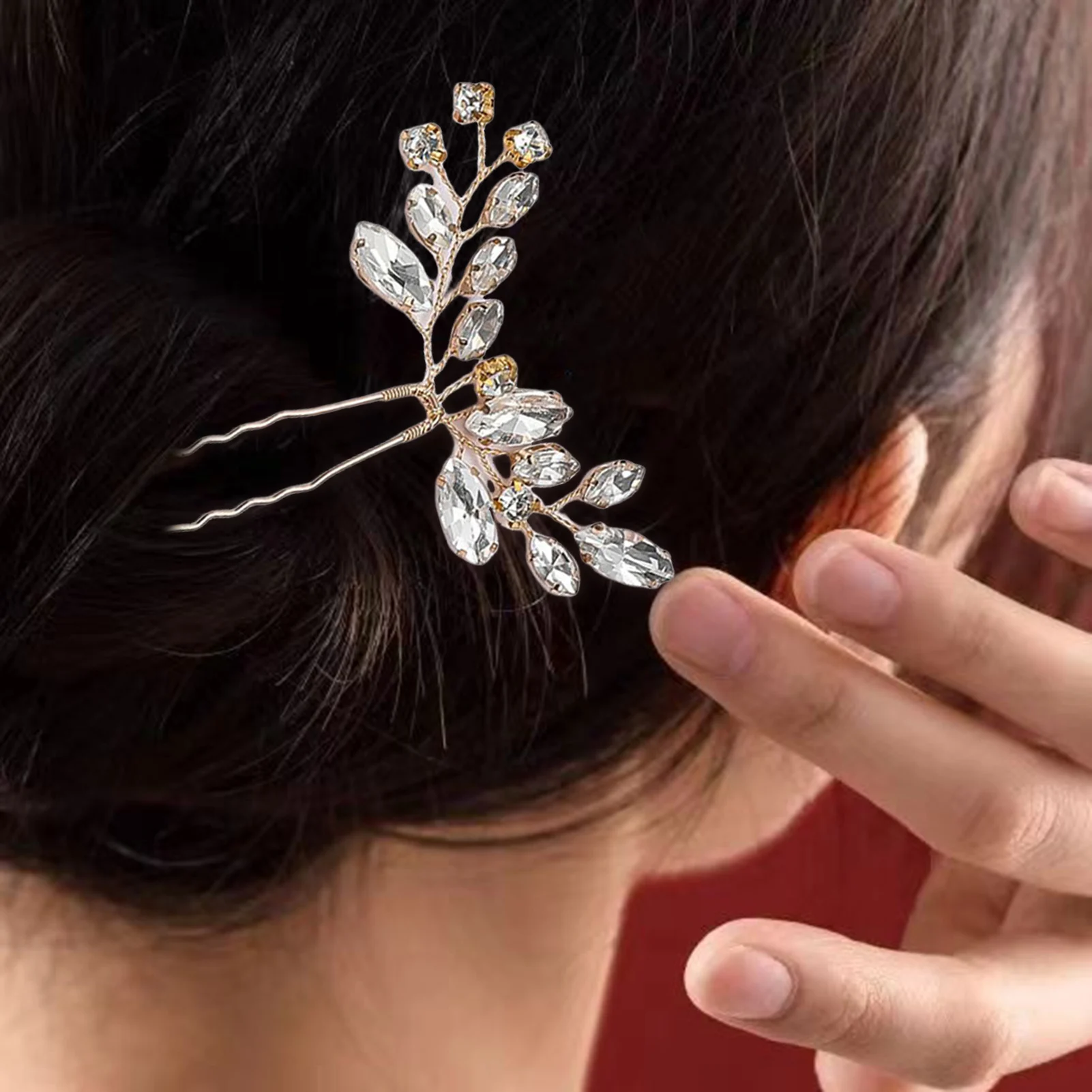 3PCS U Shape Hairpin Hair Jewelry Anti-slip Stable Grip Wedding Hair Stick Bridal Headdress for Women Girls and Hairdressing