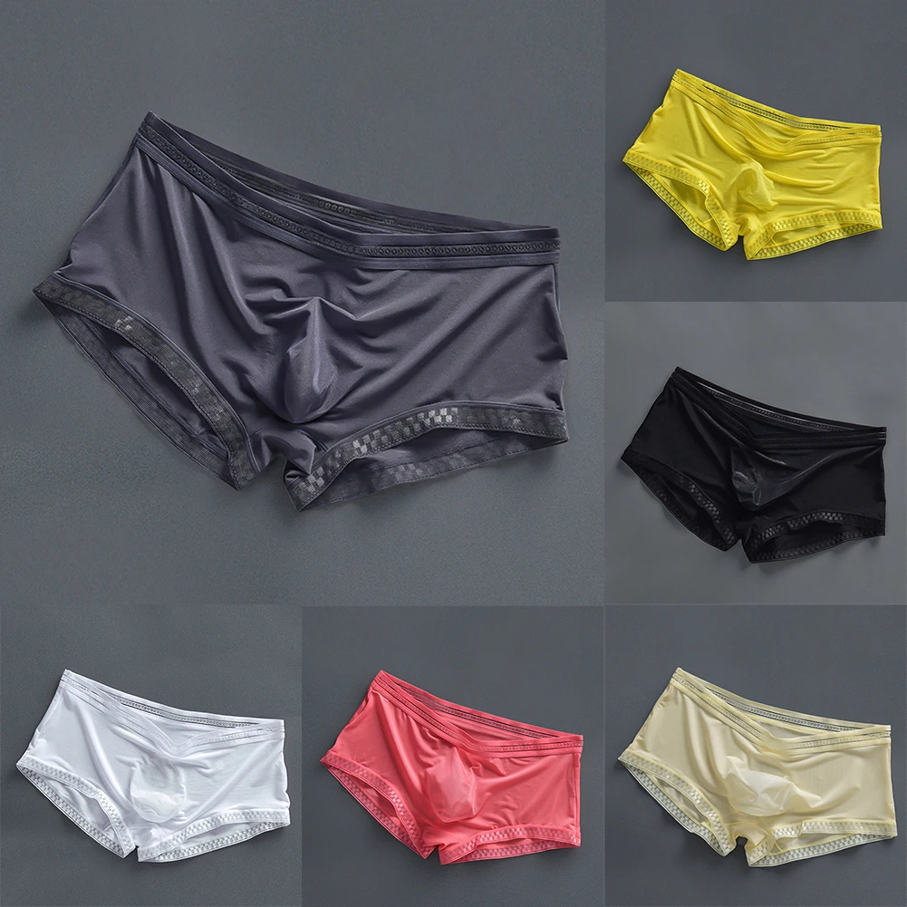 ملابس داخلية جيدة التهوية للرجال ملابس داخلية من الحرير الجليدي ملابس صالة ملابس نوم مقاس XL تصميم مريح بدون خياطة نمط مثير #6