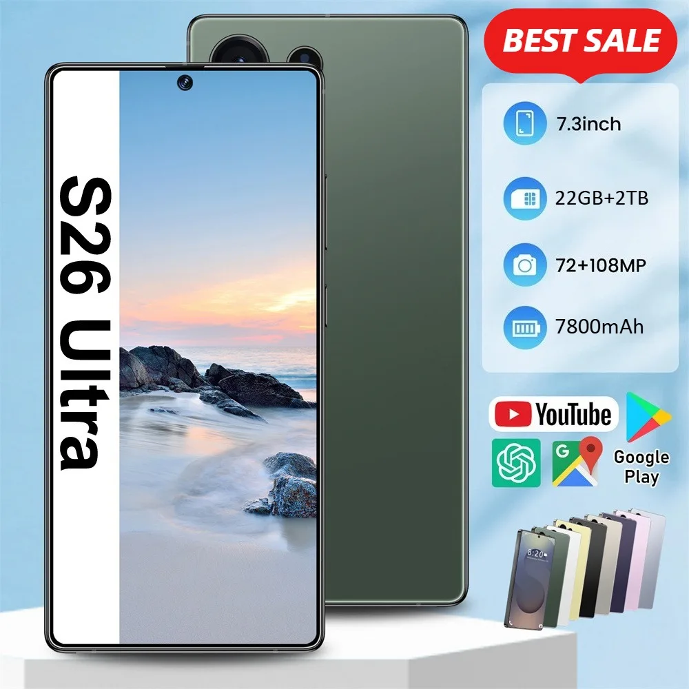 2026 جديد S26 Ultra الأصلي 7.3HD رخيصة ذكية 5G بطاقة مزدوجة الاستعداد المزدوج أندرويد 14 نظام الإصدار العالمي بطارية 7800mAh #1