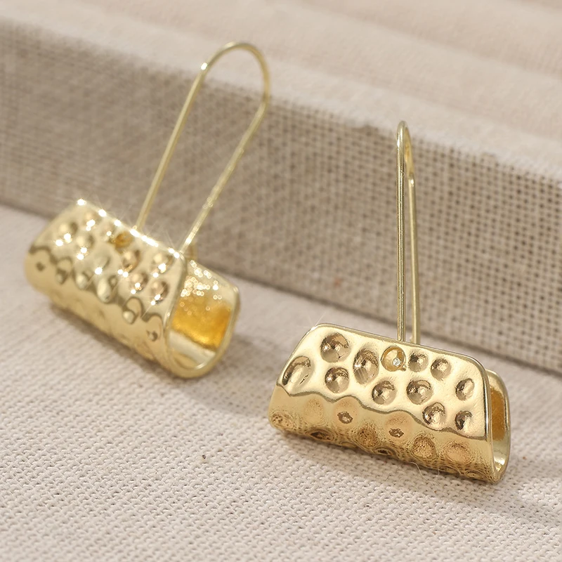 Vintage Gold Color Dangle Women's Earrings Metal Hand Carving Geometry Party Daily Wear