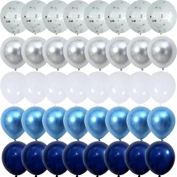 40PCS Silver Night Blue White Balloons Gender Reveal Wedding Valentine's Day Baby Shower Birthday Globos Party Decorations
