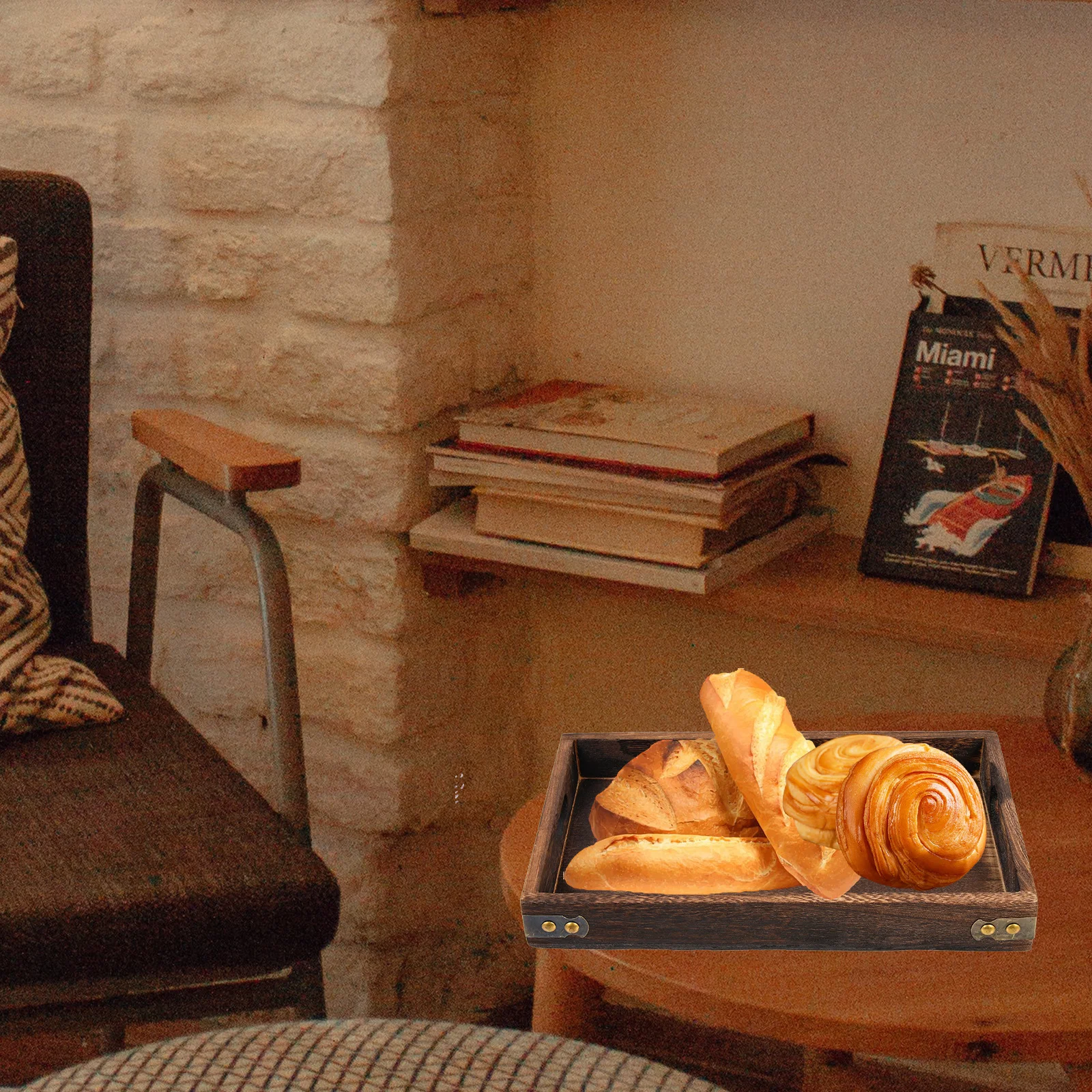 صينية خشبية عتيقة طبق مستطيل من الخشب الصلب لتقديم الطعام ديكور المنزل هدايا عيد الميلاد وحفلات الزفاف صينية خشبية #6