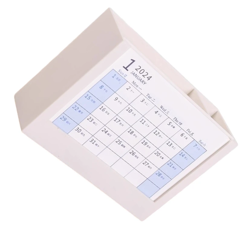 Multi purpose Pen Cup 2-IN-1 Pencil Holder with 2024 Desk Calendar, Office Desk Pen Organiser Holder Monthly Calendar Dropship