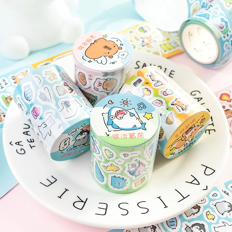 50mm*2m/roll Cute Mini Cartoon Die cut Stickers Laptop Journal Photocard Sticker Kawaii School Stationery Sticker