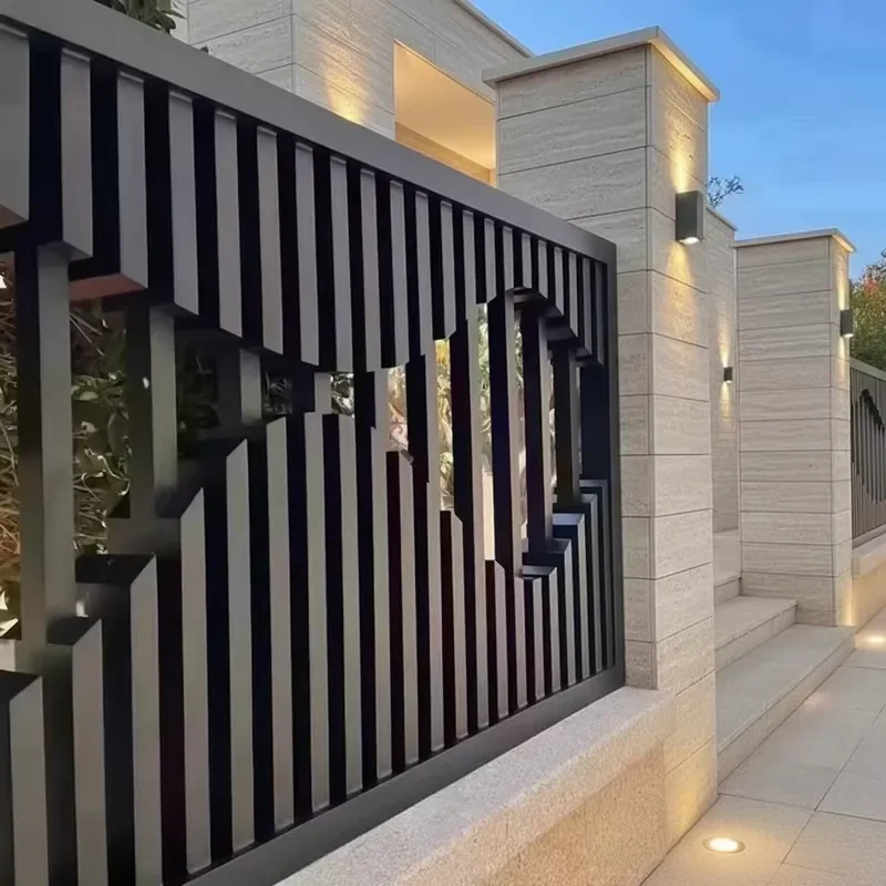 Modern Chinese Villa Sports Game Fences Elegant Aluminum Alloy Trellis Gates Park School Community Courtyard 3D Metal Model
