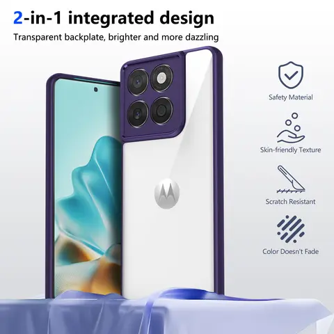 Custodia protettiva antiurto con lente trasparente satinata per Motorola Moto Edge 40 50 60 pro Fusion G Stylus Neo G75 G55 G35 5G custodia