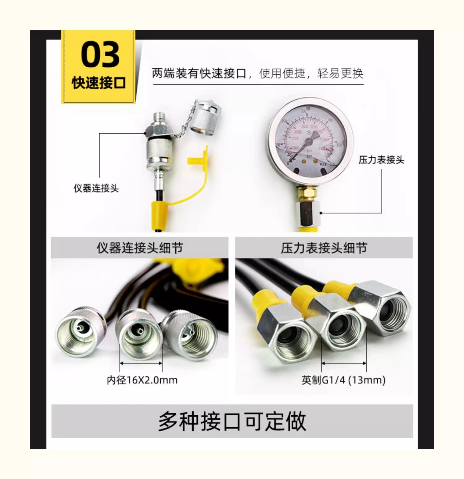 Hydraulic Testing Instrument Kit Industrial with Coupling and Housing, Pressure Measurement for Hydraulic System