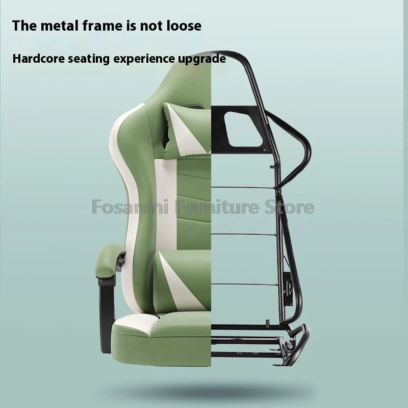 Adjustable Reclining Gaming Chair for Home Office Ergonomic Swivel Computer Chair Stylish Gamer Esport Chair with Support Pillow