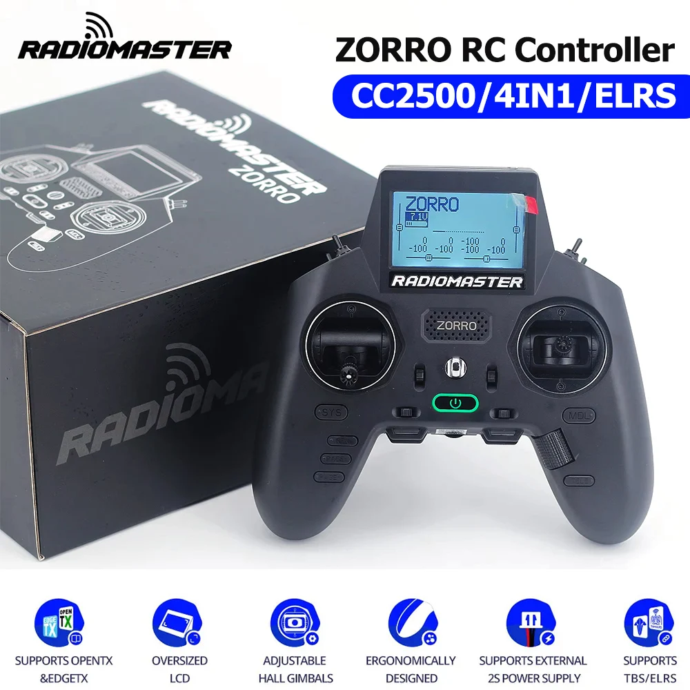 Радиоуправляемый контроллер RadioMaster Zorro ELRS 2,4 ГГц CC2500 jp4 в 1 Радиопередатчик Hall Gimbal дистанционное управление для FPV кроссовера дрона