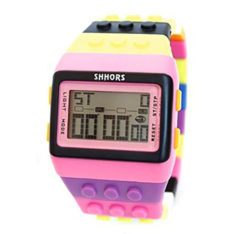 UTHAI CE145 Colorful Building Blocks DIY Digital Electronic Student Watch Leisure Sport Fashion Multifunctional Children's Watch
