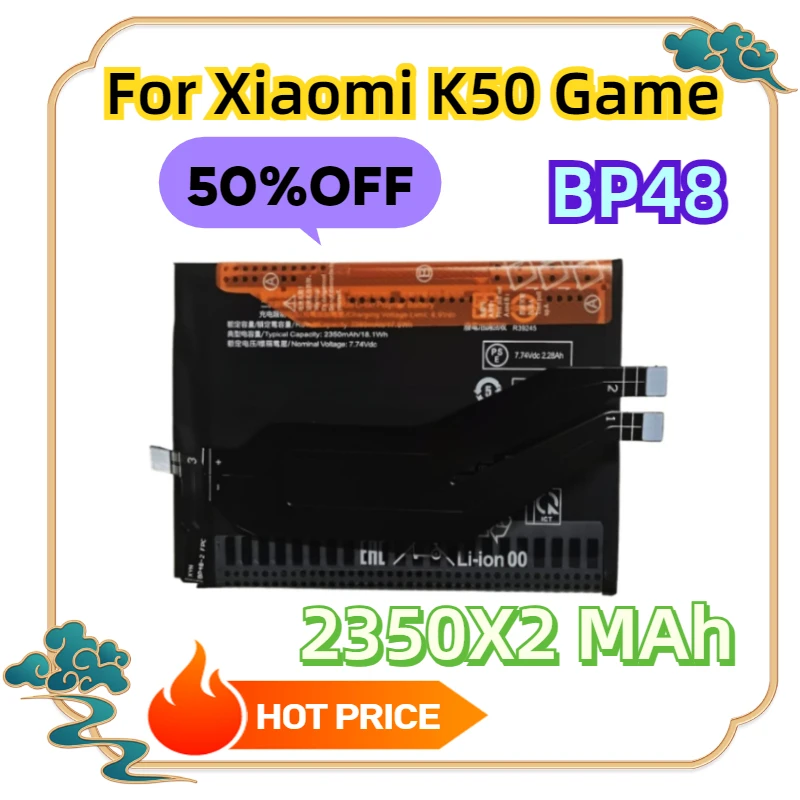 For Xiaomi K50 Game / Poco F4 GT Battery Batteries 2350X2 MAh + Free Tools Battery BP48