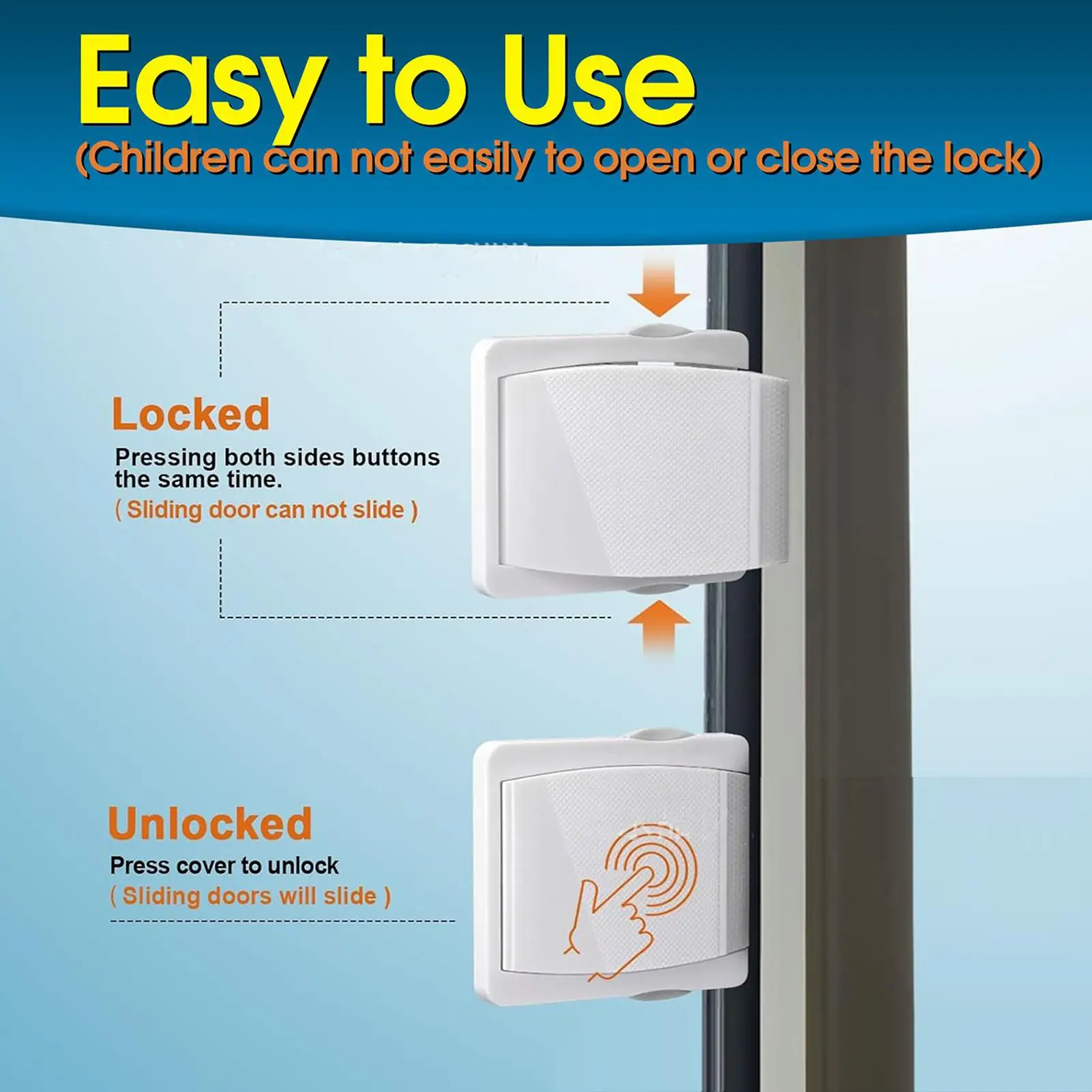 Cerraduras para puertas correderas, paquete de 2 cerraduras para puertas y ventanas correderas para seguridad infantil, tapón de pestillo de repuesto para baño y dormitorio