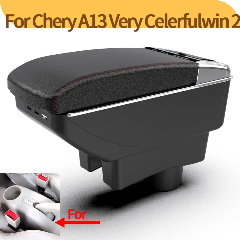 

Для Chery A13 Very Celer Fulwin подлокотник для салона автомобиля, обновленная центральная консоль, многофункциональный ящик для хранения, аксессуары, USB-держатель чашки