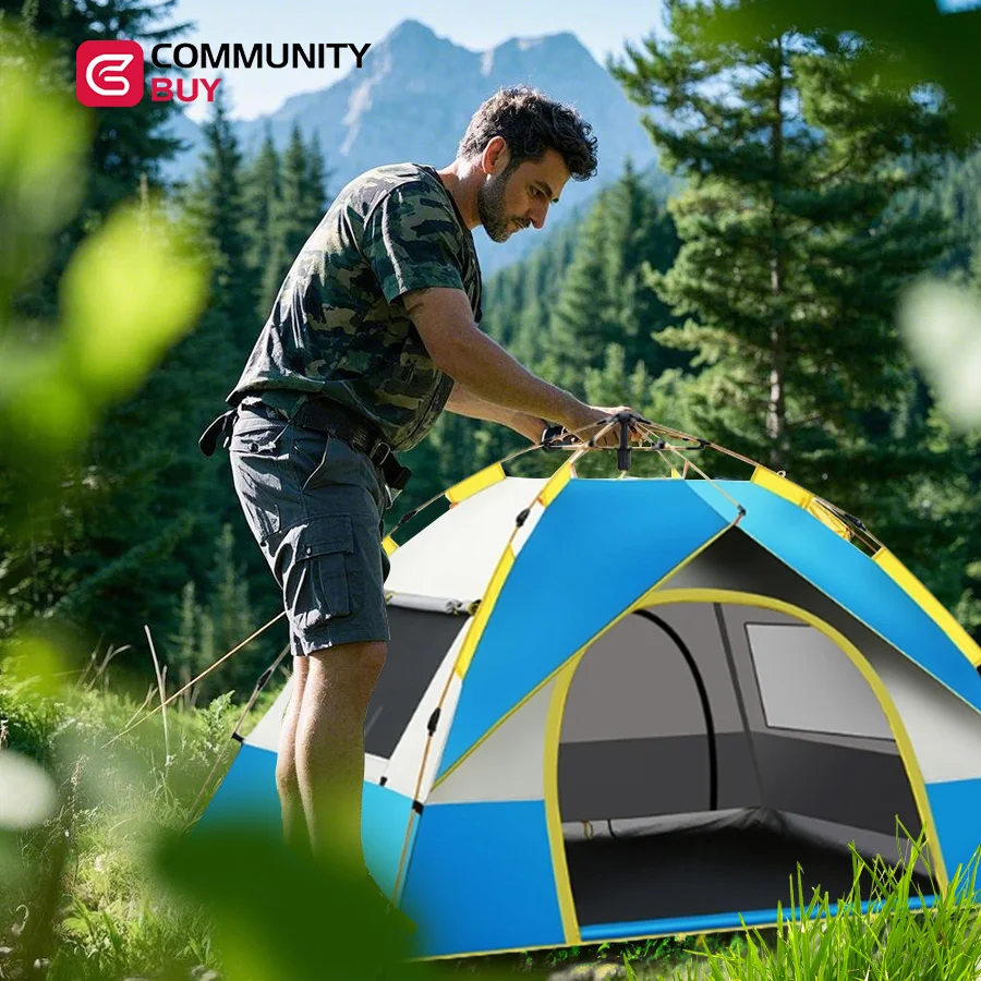 Tente portative automatique rapide. Imperméable et résistant au soleil, épaisseur accrue, multifonctionnel pour parcs, excursions, pics et camping en plein air.