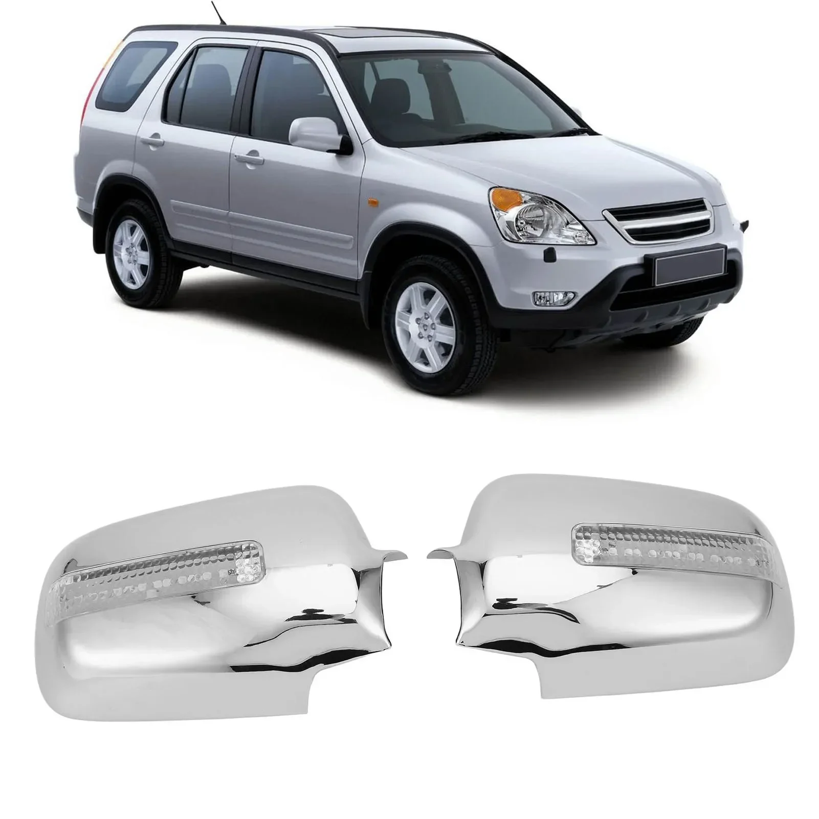 1 Pair fo ABS Chrome with LED Light Car Side Rear View Mirror Cover Trim Shell For Honda RD4 RD9 CR-V CRV 2002-2006