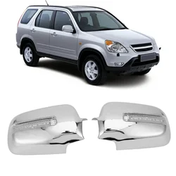 1 Pair fo ABS Chrome with LED Light Car Side Rear View Mirror Cover Trim Shell For Honda RD4 RD9 CR-V CRV 2002-2006