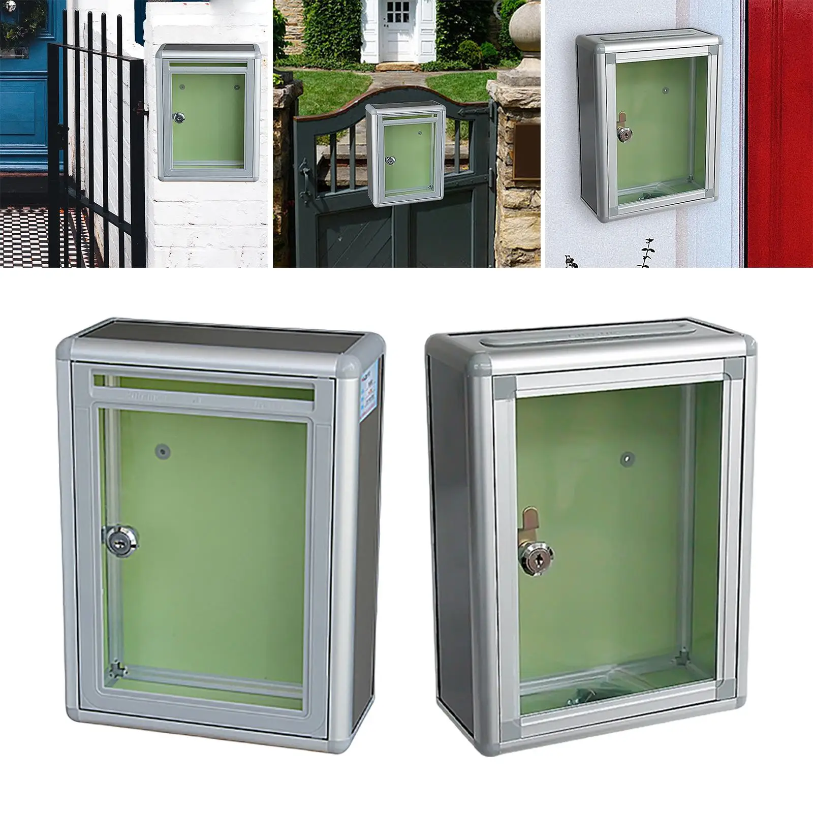 Locking Wall Mount Mailbox Metal Newspaper Letterbox Mail Box for Outdoor Office