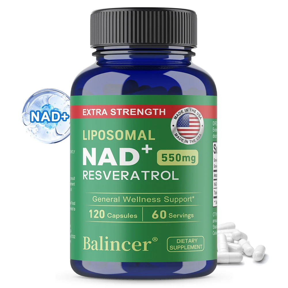 NAD+ Supplements with Resveratrol, Anti-Aging Cell Booster, Cardiovascular Function, Energy Immune Cellular Health Support
