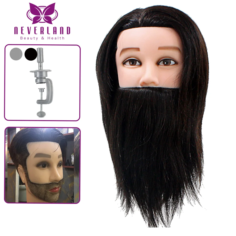 Мужской-манекен-для-тренировок-голова-с-бородой-модель-для-стрижки-с-держателем-Парикмахерская-черные-волосы-20-дюймов-100