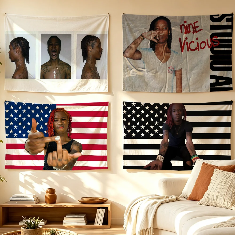 American Rapper N-Nine V-Vicious Emotions flag Room Decoration Wall Tapestry Hanging Aesthetic Bedrooms Advertising Banner