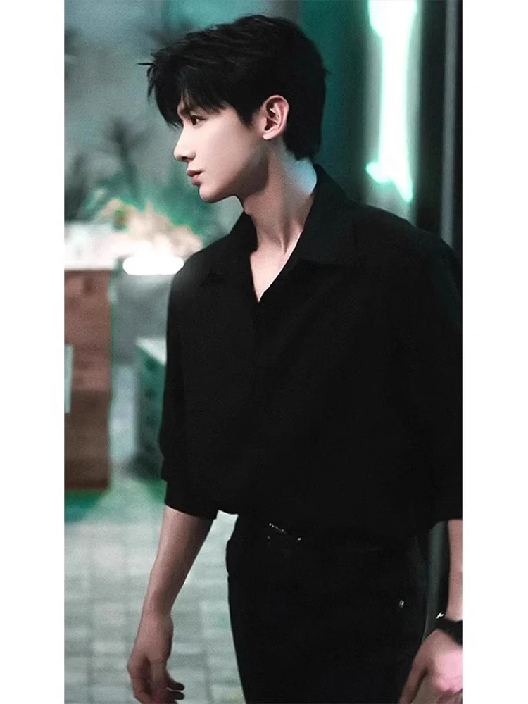 

Bla Long Sve irt для мужчин, повседневный костюм Sli для внутренней одежды, дышащий полиэстер, весенний модный молодежный тренд на пуговицах