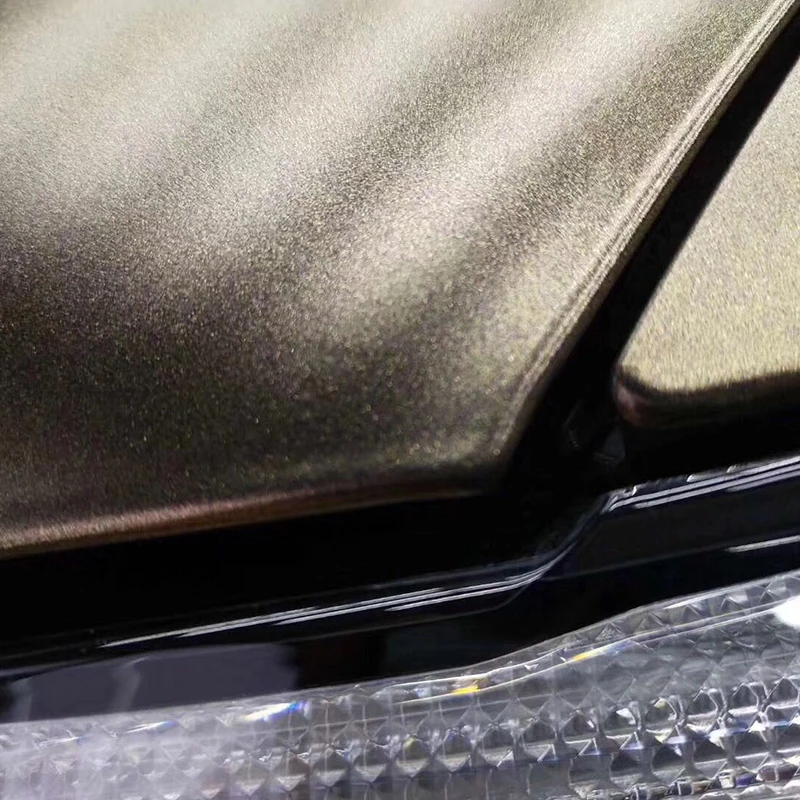 Satin Metallic Coffee Stretchable Easy to Install Premium PET Car Wrap Auto Vinyl Removable Bubble-Free 5x56ft