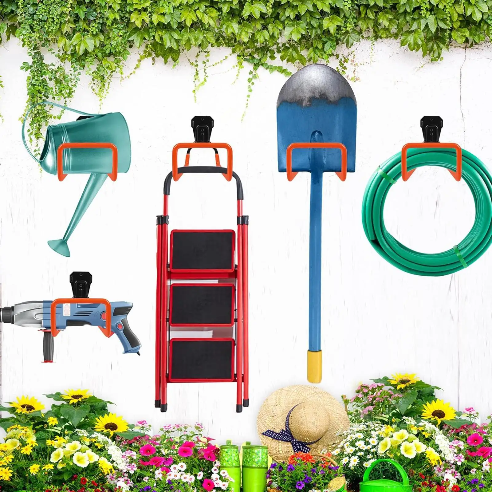 Garage Wall Hooks Heavy Duty Utility Organizer Hanger Ladder Storage Hooks For Backyard Garden Workshop Shed Basement Wire Broom