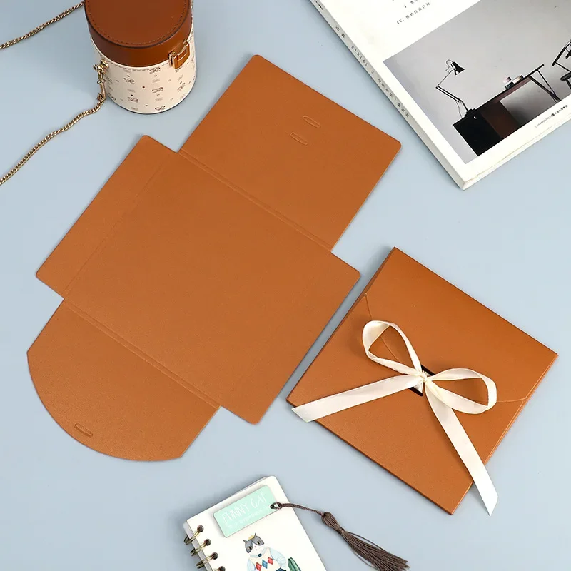 50pcs/lot Envelope High-grade 250g Pearlescent Paper Ribbon Envelopes for Wedding Invitations Stationery Packaging Storage Box