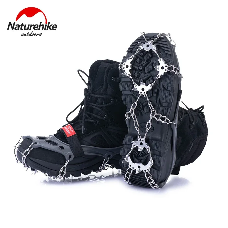 Naturehike-Non-Slip Shoe Cover Crampons, Stainless Steel Nail, Chain, Snow Claw, Anti-Skid, Sharps, Outdoor, 13 Teeth, 19 Teeth