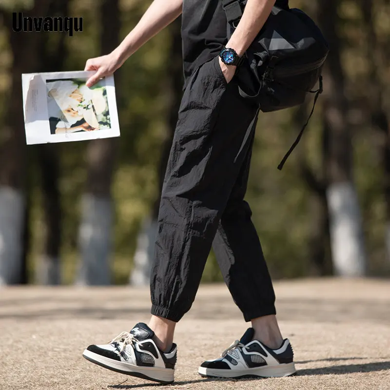 

Y2K 2023 New Men Small Foot Lantern Harlan Outdoor Elastic Slim Trousers Youthful Vitality Lightweight High Quality Casual Pants