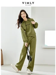 VIMLY Solid Winter/Autumn Outfits For Women Sports Suit Tracksuit Irregular Hood Sweatsuits Wide Pants 2 Piece Sets M2828