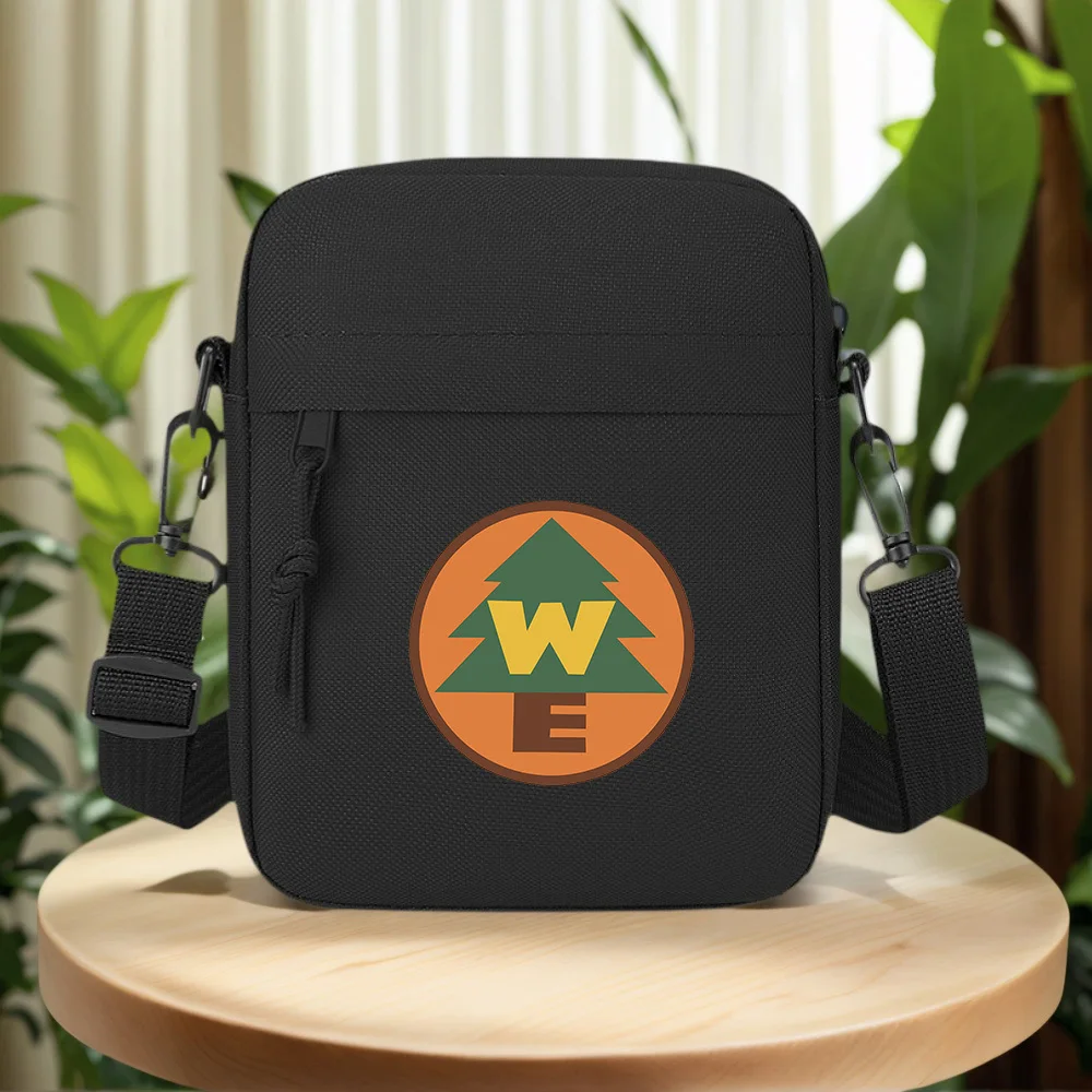 Tree inside circular orange logo Men Crossbody Bag Single Shoulder Women Cartoon Anime Film Printing Design Unisex