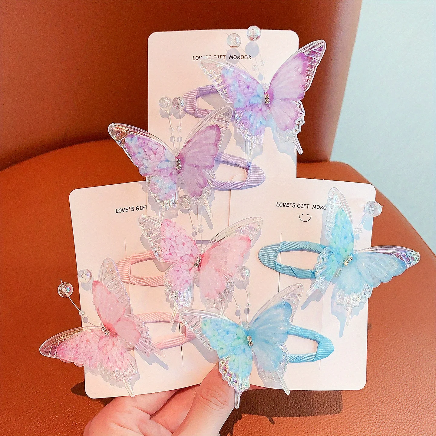 Pinza para el pelo de mariposa y perlas, horquillas laterales de princesa de hadas para niñas, regalo de Navidad y Halloween, accesorios para el cabello, horquillas y pinzas para el cabello