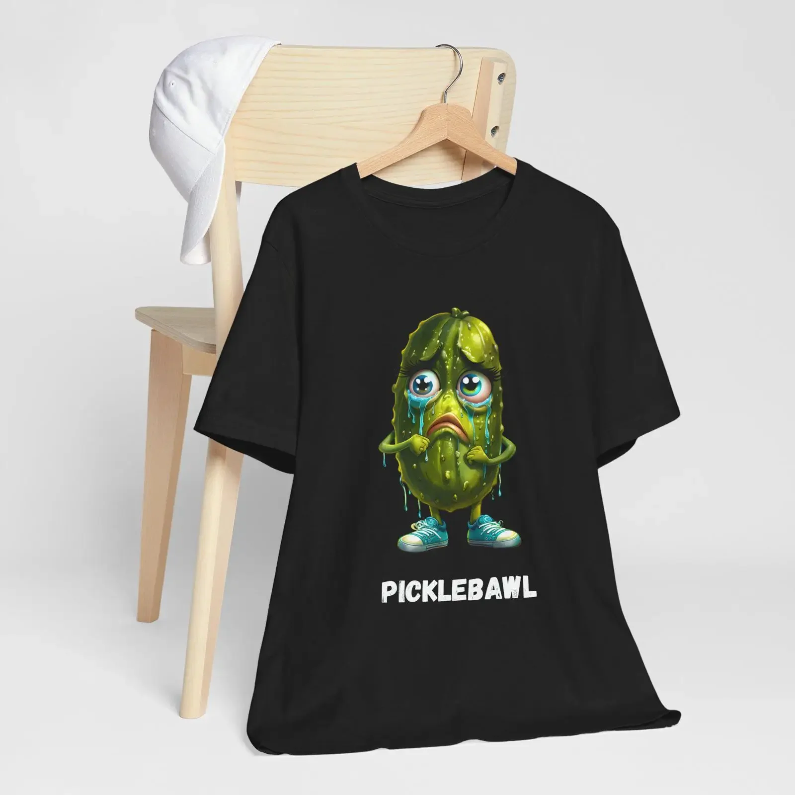 Picklebawl Funny Pickleball Crying Pickle T Shirt Tears Fun  vintage Washed designer clothes streetwear Casual Breathable