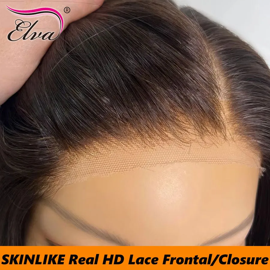 ElvaHair Skinlike Real HD Lace Melt Skins Human Hair 13X6 HD Lace Frontal Only Raw Hair 5x5 6x6 9x6 HD Lace Closure Pre Plucked
