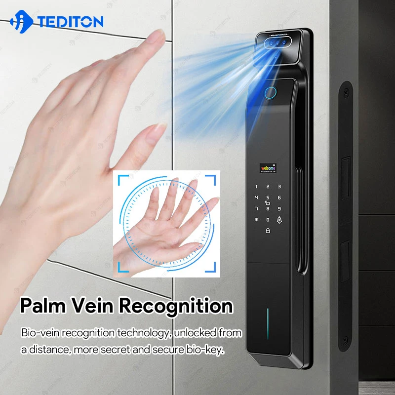 Palm Vein Recognition Fully Automatic 3d Face Real-Time Intercom Electronic Front Door Lock Smart Exterior Door Lock Wifi