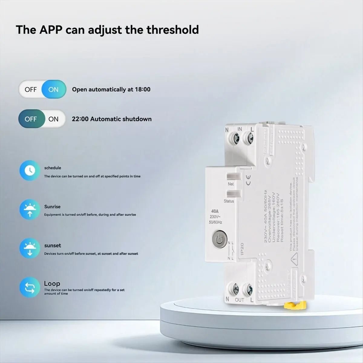 TCE Tuya WiFi Smart Circuit Breaker 40A Electricity Monitor V0 Fireproof Retardant APP Control Compatible with
