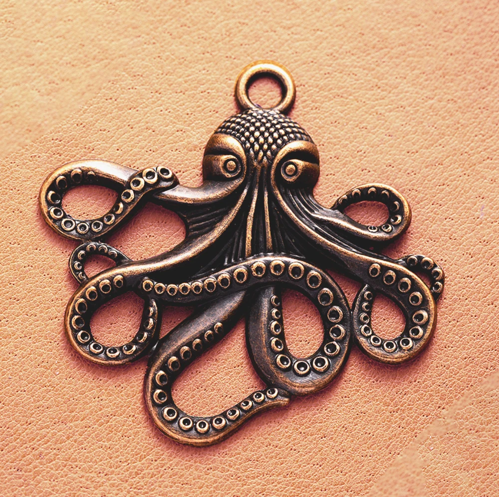 5Pcs Octopus Tentacles Steampunk Nautical Squid Kraken Tibetan Silver Pendant Finding Accessories Vintage Bracelet Necklace