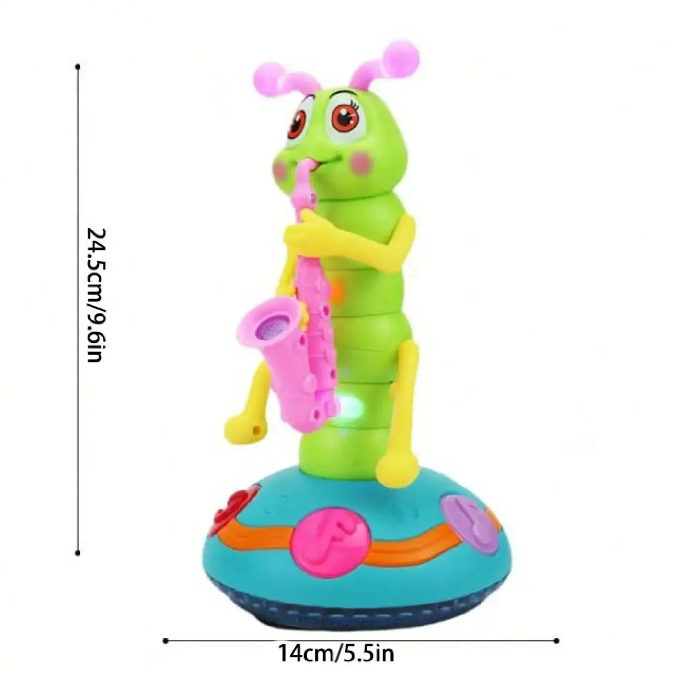 1pc LED Dancing Caterpillar Sax Toy, Musical Baby Sensory Gift for Toddlers Boys Girls, Birthday Present (Random Color)