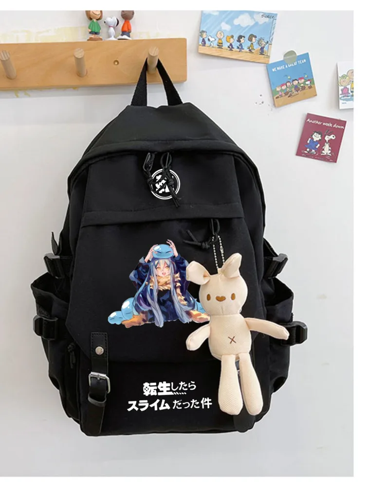 Mochila de Anime para niños y adolescentes, bolsa escolar para estudiantes, como limo reencarnada, color negro