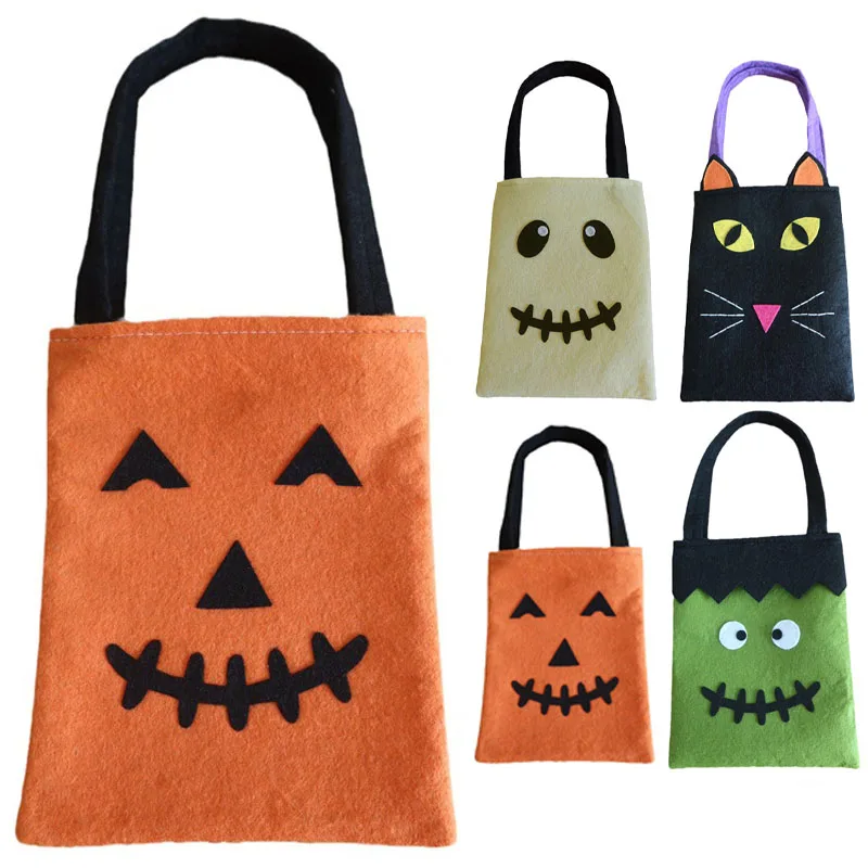 Girls Tote Bag Cartoon Pattern Chic Halloween Basket Large Capacity Halloween Treat Storage Non Woven Fabric Shopping Halloween