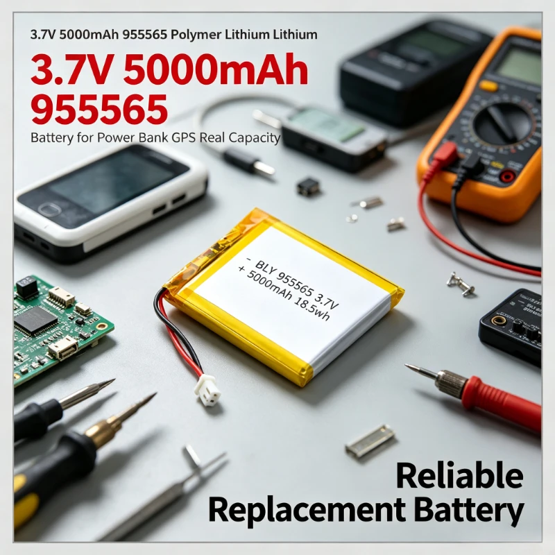 Upgrade 955565 Polymer Lithium Battery 3.7V 5000mAh Real Capacity A‑Grade Battery Cell, Lithium Ion Battery for Power Bank GPS