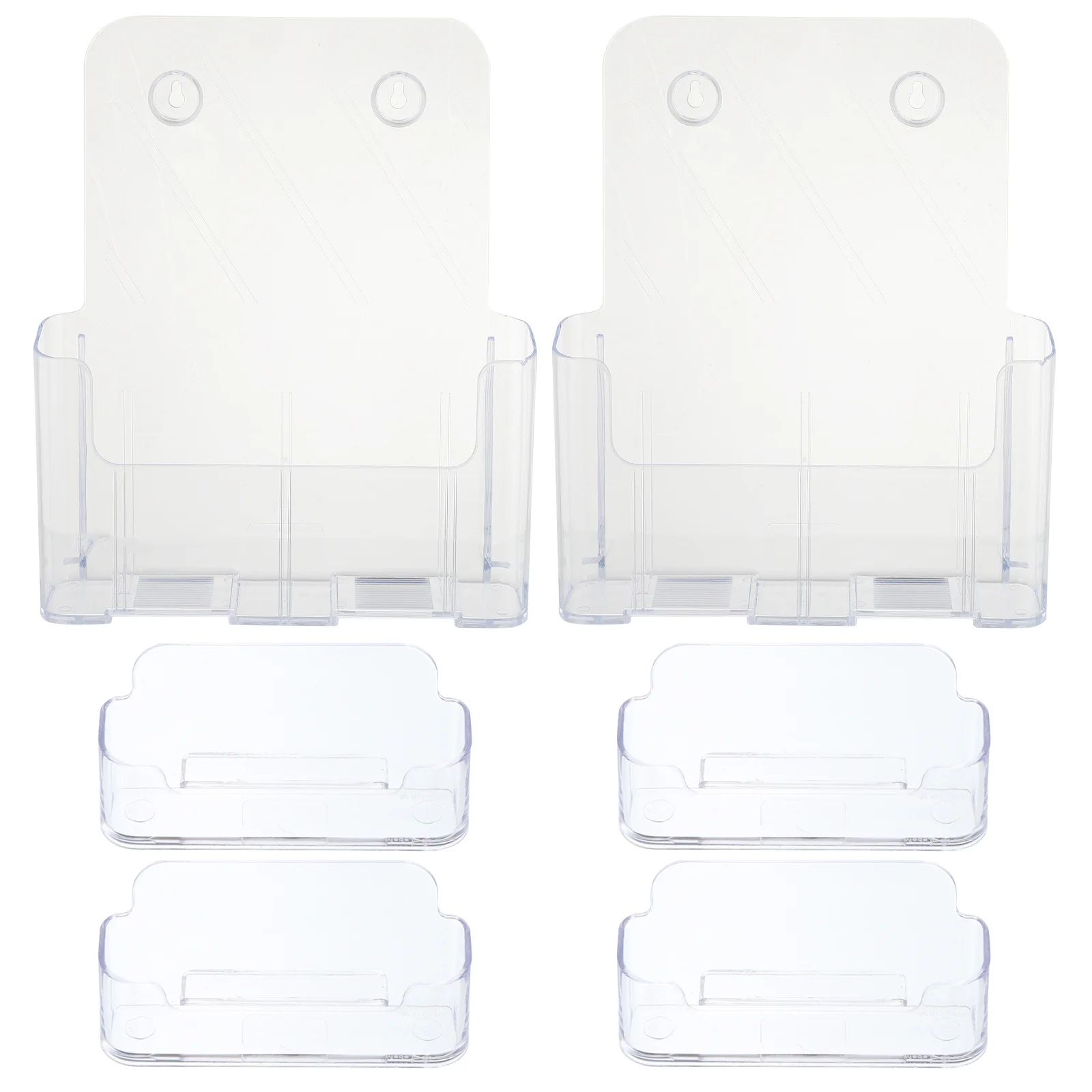 رف عرض منظم سطح المكتب من الأكريليك الشفاف لبطاقات العمل وكتيبات الملفات وصندوق تخزين وحامل بطاقة الاسم