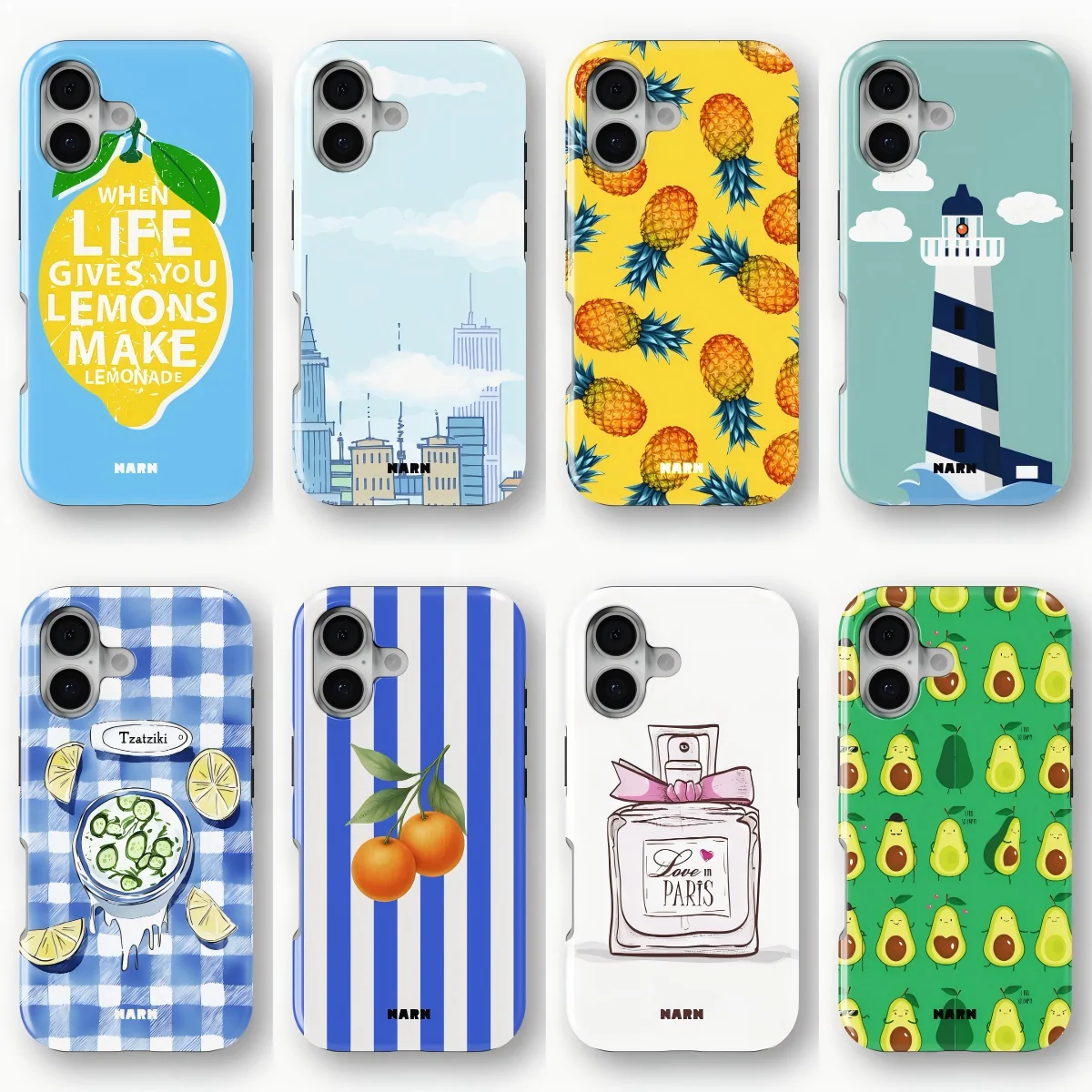 Sweet Summer Fruit Lighthouse NARNS Phone Case for Samsung Galaxy S20 S23 S24 S25 S26 FE Plus Ultra Edge 4G5G Double-layer Cover