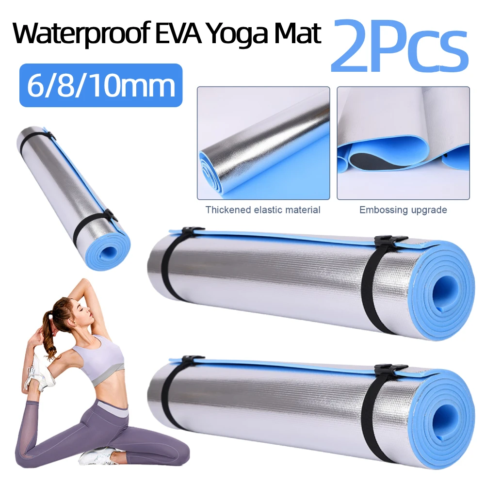 2Pcs EVA Yoga Mat Waterproof Moisture-proof Thickened Camping Picnic Mat Aluminum Membrane Exercise Mat Fitness Accessories